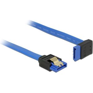 SATA datakabel - recht / haaks naar boven - plat - SATA600 - 6 Gbit/s / blauw - 1 meter