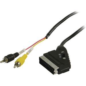 Scart (m) - Composiet 2RCA (mono audio) kabel / zwart - 1 meter