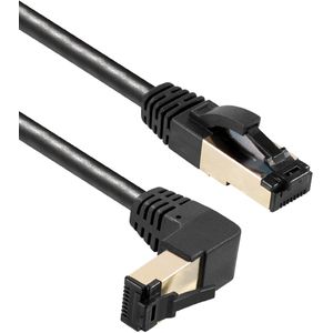 S/FTP CAT8.1 40 Gigabit netwerkkabel haaks naar boven / recht / zwart - LSZH - 1 meter
