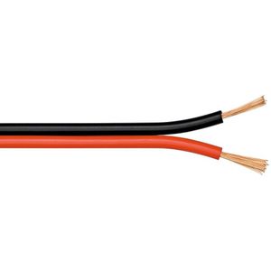 Luidspreker kabel (CU koper) - 2x 0,75mm² / rood/zwart - 50 meter