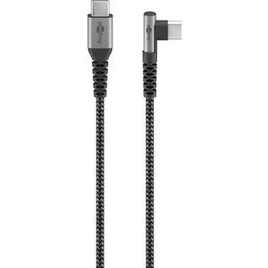 Goobay USB-C naar USB-C haaks (links/rechts) kabel - USB2.0 - tot 60W / nylon - 1 meter