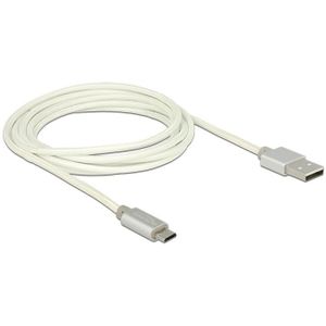 Premium USB Micro B naar USB-A snellaadkabel - USB2.0 - tot 3A / wit - 2 meter