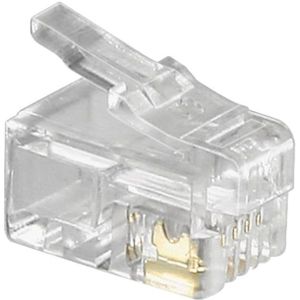 RJ10 krimp connector (4P4C) voor platte telefoonkabel - per stuk / transparant