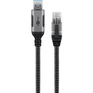 Goobay USB-A naar RJ45 LAN kabel | USB3.0 | CAT6 | nylon | 3 meter