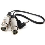 2x XLR (v) - 3,5mm Jack (m) haaks audio adapter kabel - 0,20 meter