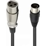 DIN 5-pins (m) - XLR (v) kabel / zwart - 0,50 meter