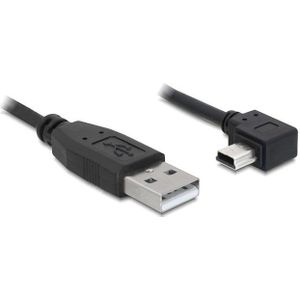 USB Mini B haaks naar USB-A kabel - USB2.0 - tot 2A / zwart - 0,50 meter