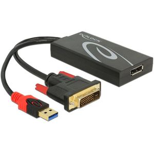 Premium DVI naar DisplayPort 1.2 actieve adapter (4K 30 Hz) / zwart - 0,30 meter