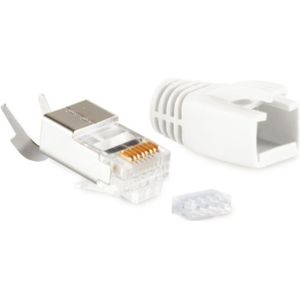 RJ45 krimp connectoren (STP) voor CAT6/6a/7/7a netwerkkabel (vast/flexibel) - 10 stuks (3-delig) / wit