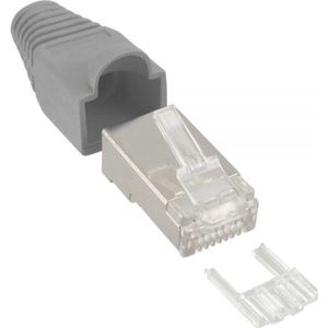 RJ45 krimp connectoren (STP) voor CAT6 netwerkkabel (flexibel) - 10 stuks (3-delig) / grijs