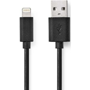 Nedis 8-pins Lightning naar USB-A kabel - USB2.0 - tot 2,4A / zwart - 1 meter