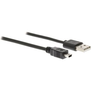 USB Mini B naar USB-A kabel - USB2.0 - tot 1A / zwart - 3 meter