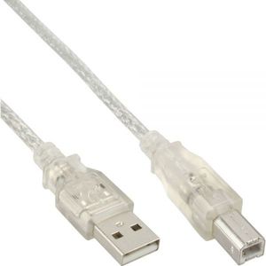 USB naar USB-B kabel - USB2.0 - tot 0,5A / transparant - 7 meter