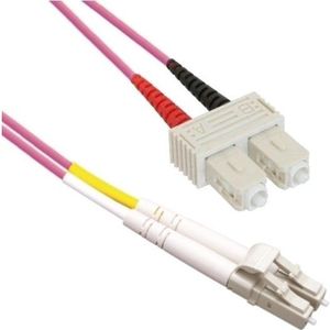 LC - SC Duplex Optical Fiber Patch kabel - Multi Mode OM4 - paars / LSZH - 0,50 meter