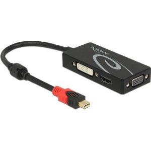 Premium Mini DisplayPort 1.2 naar HDMI, DVI en VGA adapter / zwart - 0,15 meter