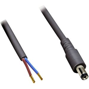 DC plug (m) 5,5 x 2,5mm stroomkabel met open einde - max. 7A / zwart - 1 meter