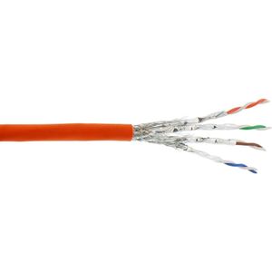 S/FTP CAT7a 10 Gigabit 1200 MHz netwerkkabel met vaste aders - AWG23 - LSZH / oranje - 50 meter