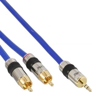 Premium 3,5mm Jack - Tulp stereo audio kabel / blauw - 1 meter