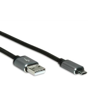 Premium Easy-USB Micro B naar USB-A snellaadkabel - USB2.0 - tot 3A / zwart - 1,8 meter