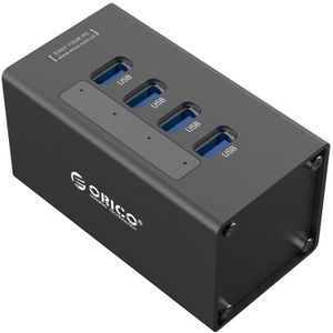 Orico USB hub met 4 poorten - USB3.0 - externe 12V voeding / zwart - 1 meter