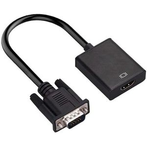 VGA + 3,5mm Jack (v) naar HDMI adapter met HDCP - voeding via Micro USB / zwart - 0,15 meter
