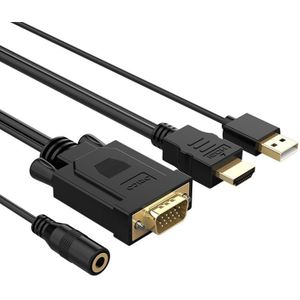 Orico HDMI (m) naar VGA (m) + 3,5mm Jack (v) kabel - voeding via USB-A (m) / zwart - 5 meter