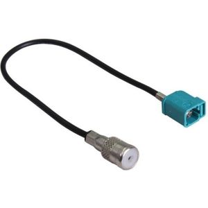 Fakra Z (v) - ISO (v) auto antenne adapter kabel - RG174 - 50 Ohm / zwart - 0,15 meter
