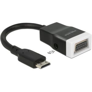 Premium Mini HDMI naar VGA + 3,5mm Jack adapter - compact / zwart - 0,15 meter