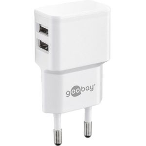 Goobay USB thuislader met 2 poorten - haaks - 2,4A / wit