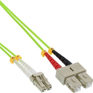 LC - SC Duplex Optical Fiber Patch kabel - Multi Mode OM5 - groen / LSZH - 5 meter