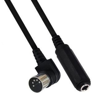 DIN 5-pins (m) haaks - 6,35mm Jack (v) audio adapter kabel / zwart - 0,30 meter