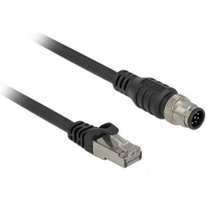 M12 8-pins A-gecodeerd - RJ45 industriële netwerkkabel - CAT5e / PVC - 1 meter