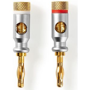 Premium banaan connector set voor luidsprekerkabel tot 7 mm / 1x rood + 1x wit