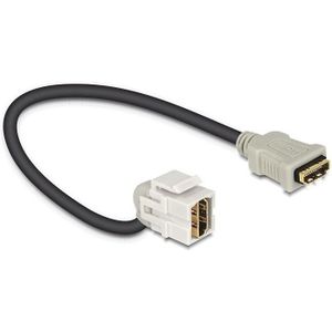 Keystone module HDMI (v) - HDMI (v) 110° haaks met korte kabel - versie 1.4 (4K 30Hz) / wit - 0,30 meter