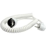 CEE 7/7 - CEE 7/3 - Stroom Spiraal Verlengkabel - Wit - 3x 1,50mm - 4 Meter