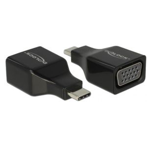 Premium USB-C naar VGA adapter met DP Alt Mode (1920 x 1200) / zwart