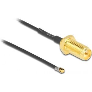 MHF 4L LK (v) - RP-SMA (v) kabel - Micro Coax (1,37 mm) - 50 Ohm / zwart - 0,10 meter