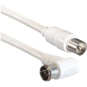 F-quick (m) haaks - Coax IEC (m) recht coaxkabel / wit - 2,5 meter