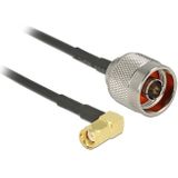 N (m) - RP-SMA (m) haaks kabel - RG174 - 50 Ohm / zwart - 0,30 meter
