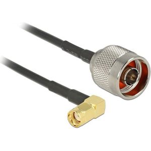 N (m) - RP-SMA (m) haaks kabel - RG174 - 50 Ohm / zwart - 0,30 meter