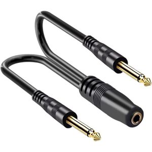 3,5mm Jack stereo (v) - 2x 6,35mm Jack mono (m) adapter | verguld | 0,30 meter
