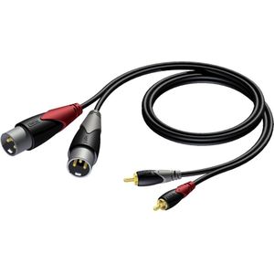 Procab CLA701 2x XLR (m) - 2x RCA (m) stereo audiokabel - 1,5 meter