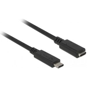 Premium USB-C naar USB-C verlengkabel - USB3.2 (tot 10 Gbit/s) - PD tot 20V/3A - video tot 4K 60Hz / zwart - 1,5 meter