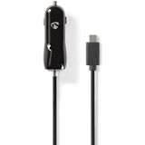 Nedis USB-C autolader met vaste kabel - 3A / zwart - 1 meter