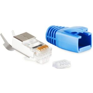 RJ45 krimp connector (STP) voor CAT6/6a/7/7a netwerkkabel (vast/flexibel) - per stuk (3-delig) / blauw