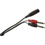 6,35mm Jack (v) - 2x 6,35mm Jack (m) mono audio splitter kabel - 2 meter