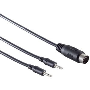 DIN 5-pins - 2x 3,5mm Jack mono audio adapter kabel / zwart - 1,5 meter