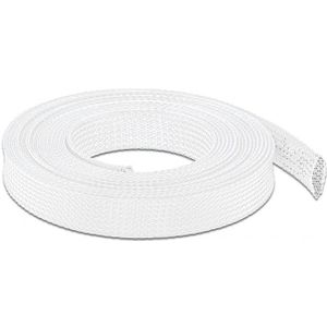 Polyester kabelsleeve | rekbaar | 19mm | wit | 5 meter