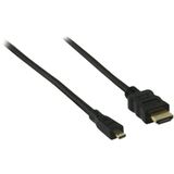 Micro HDMI - HDMI kabel - versie 1.4 (4K 30Hz) - verguld / zwart - 1,5 meter