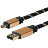 Roline USB Mini B naar USB-A kabel - USB2.0 - tot 2A - 0,80 meter